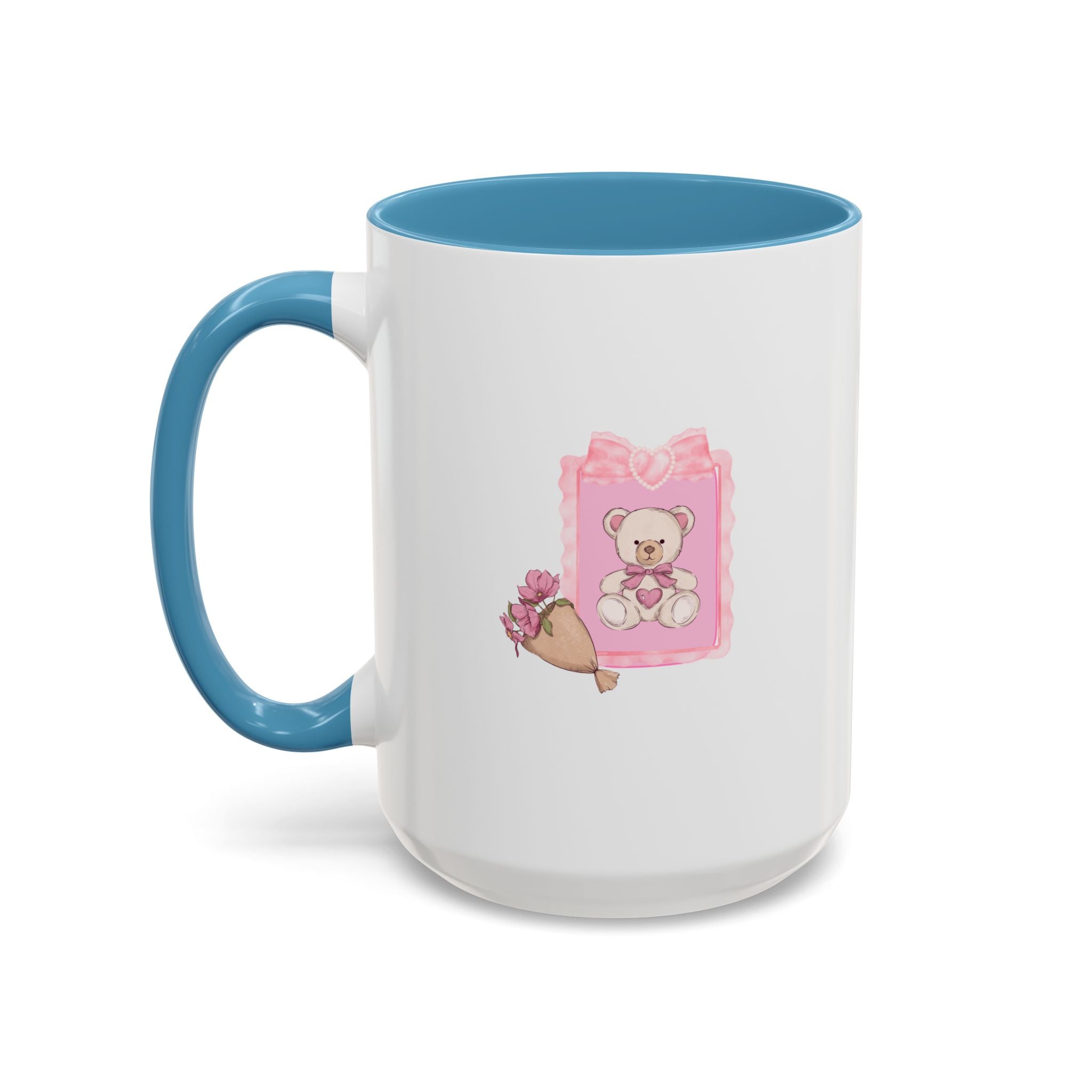 Pink Floral Bouquet Accent Coffee Mug – Cute Rose Wrapped Bouquet Design (11/15 oz)