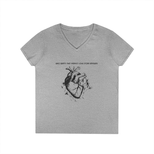 Anatomical Heart V-Neck Tee — "Who Knew That Perfect Love Story Existed"