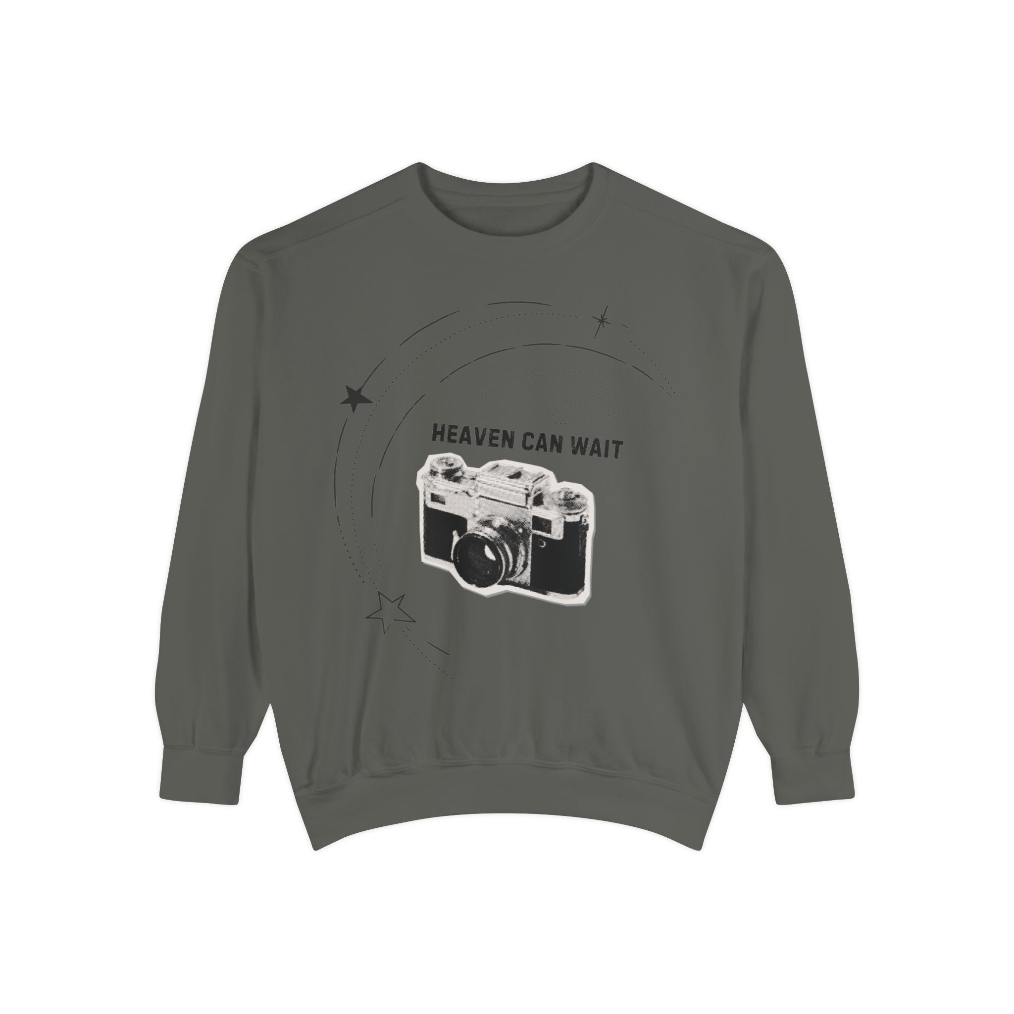 Sweatshirt - 'Heaven Can Wait' Vintage Camera Graphic Crewneck