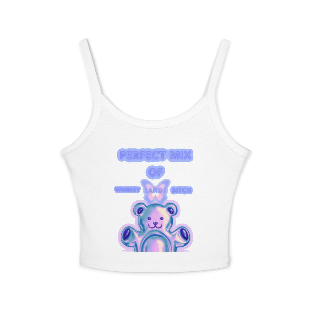 Cute Pastel Bear Spaghetti Tank — "Perfect Mix of Sugar and Spice" Crop Top