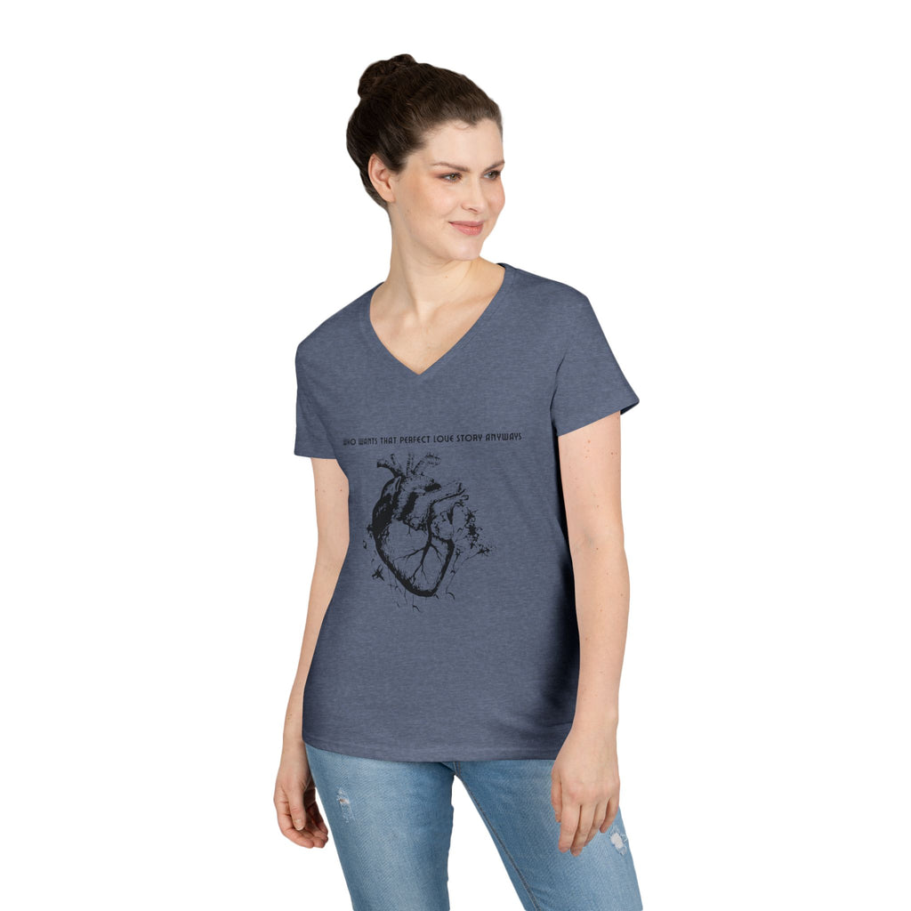 Anatomical Heart V-Neck Tee — "Who Knew That Perfect Love Story Existed"