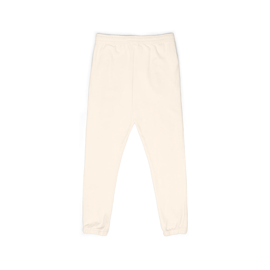 Cute Bunny Patch Sweatpants — Cream Fleece Joggers with Floral Rabbit Design