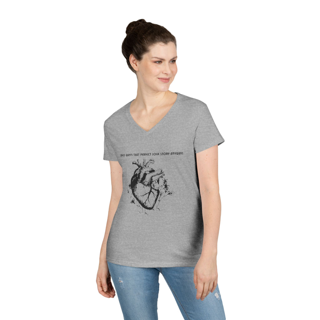 Anatomical Heart V-Neck Tee — "Who Knew That Perfect Love Story Existed"
