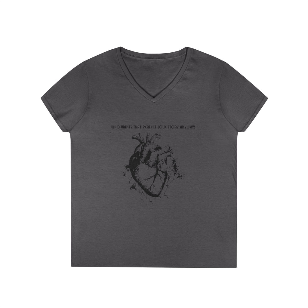 Anatomical Heart V-Neck Tee — "Who Knew That Perfect Love Story Existed"