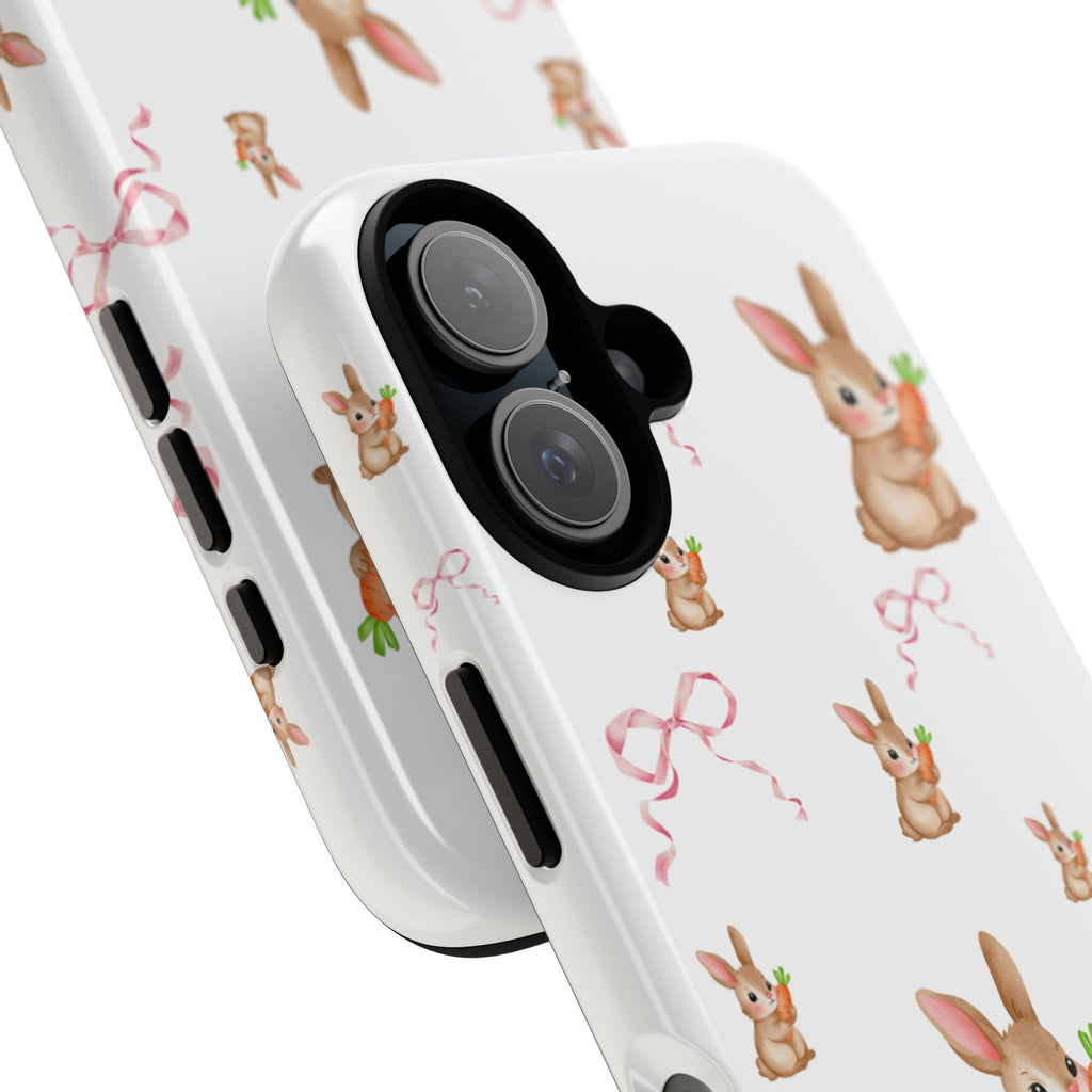 Cute Bunny Pattern Phone Case – Pastel Rabbits & Pink Bows
