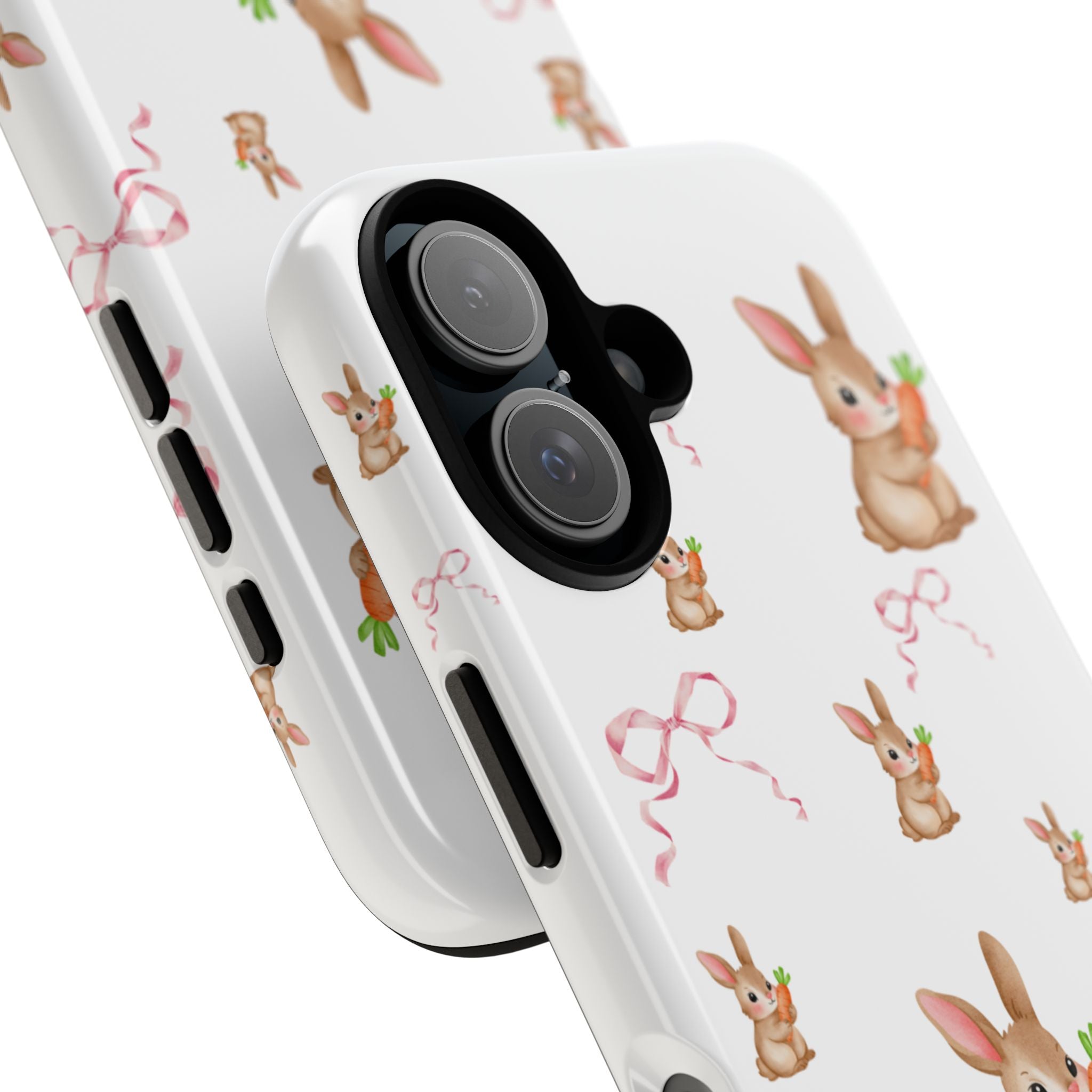 Cute Bunny Pattern Phone Case – Pastel Rabbits & Pink Bows