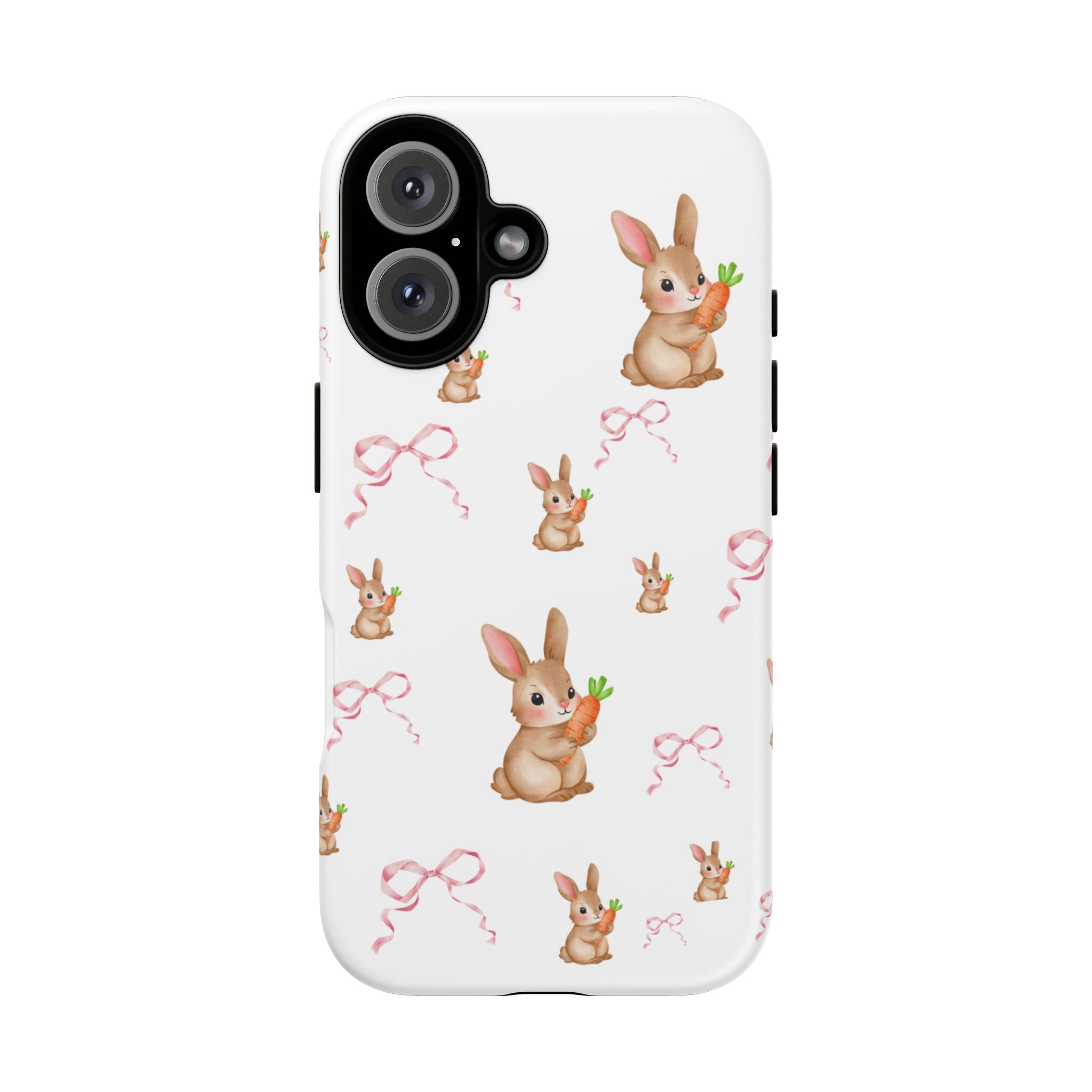 Cute Bunny Pattern Phone Case – Pastel Rabbits & Pink Bows