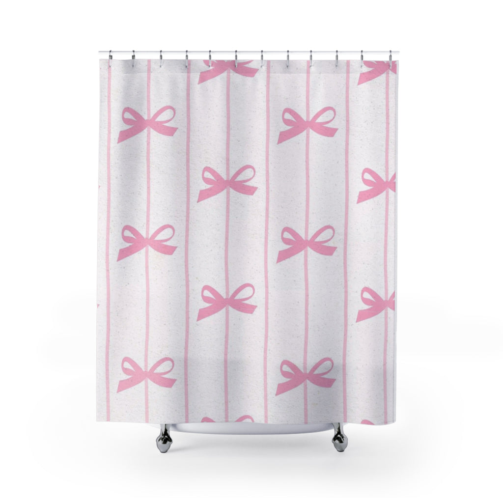 Pink Bow Shower Curtain — Cute Girly Bathroom Decor