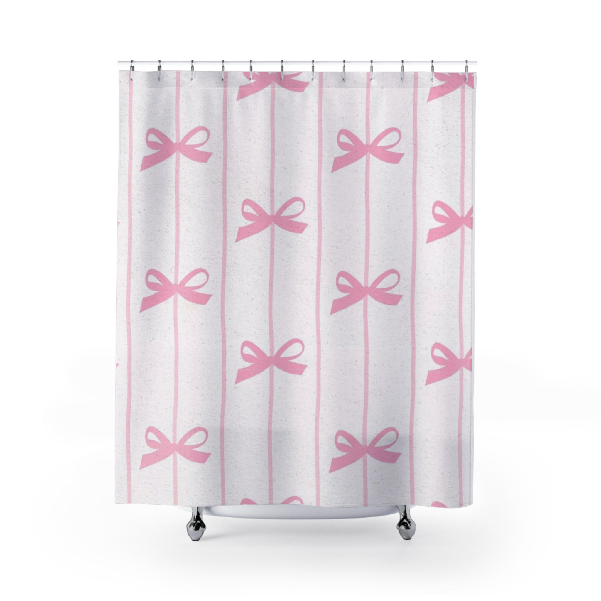 Pink Bow Shower Curtain — Cute Girly Bathroom Decor