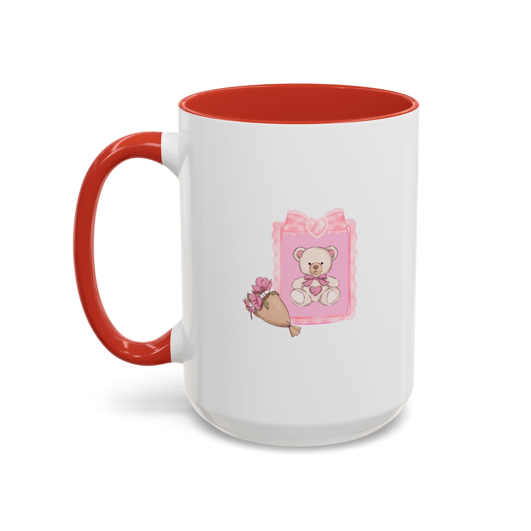 Pink Floral Bouquet Accent Coffee Mug – Cute Rose Wrapped Bouquet Design (11/15 oz)