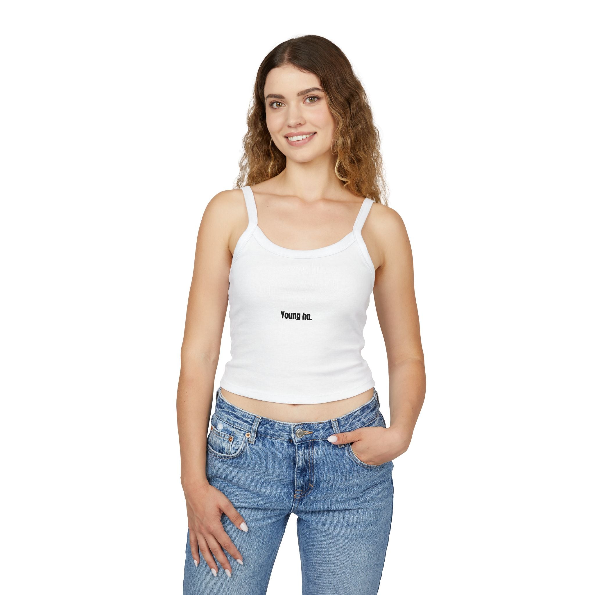 'Young hoe' Minimalist Women's Spaghetti Strap Tank Top