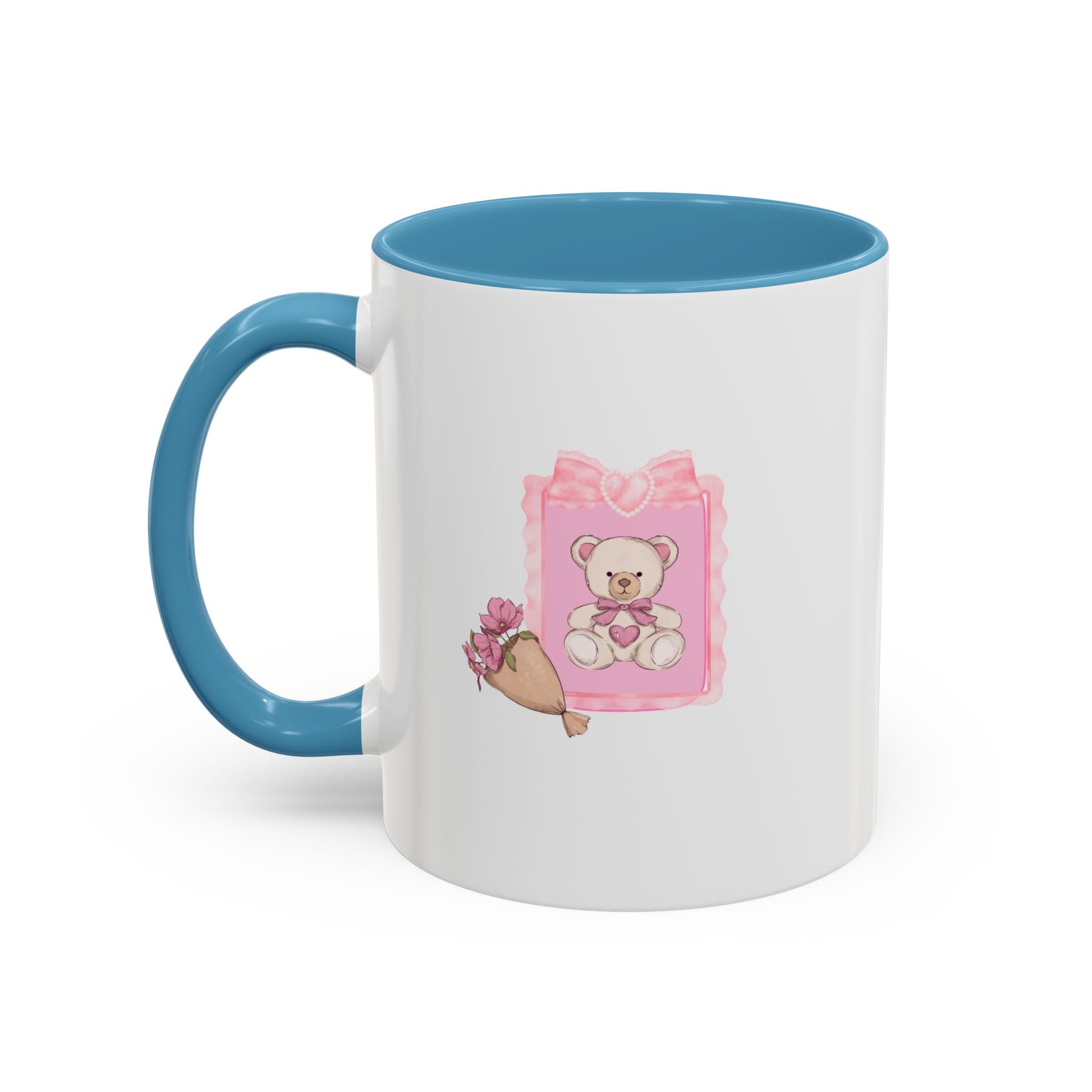 Pink Floral Bouquet Accent Coffee Mug – Cute Rose Wrapped Bouquet Design (11/15 oz)
