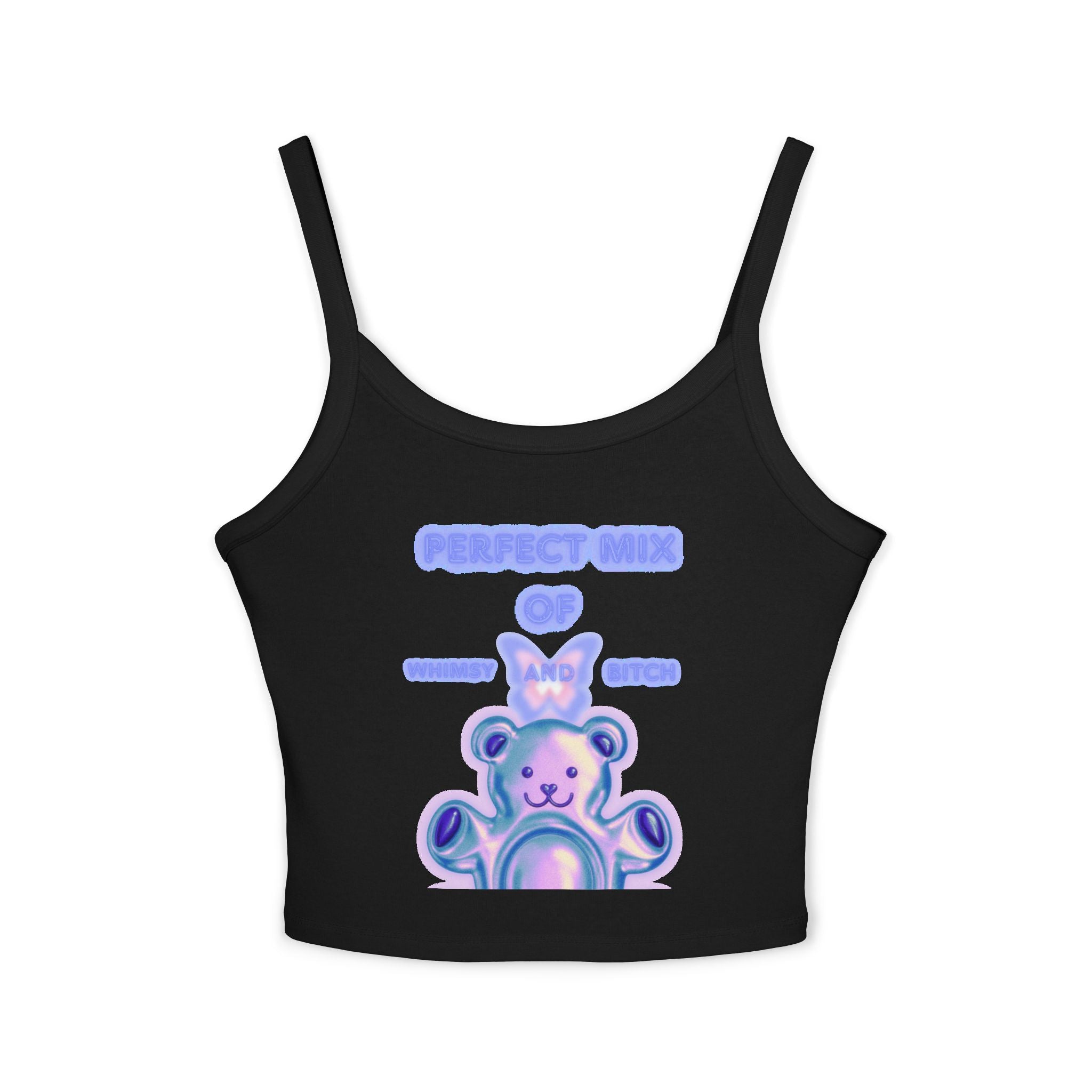 Cute Pastel Bear Spaghetti Tank — "Perfect Mix of Sugar and Spice" Crop Top