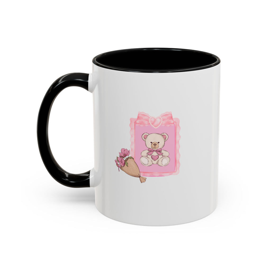 Pink Floral Bouquet Accent Coffee Mug – Cute Rose Wrapped Bouquet Design (11/15 oz)