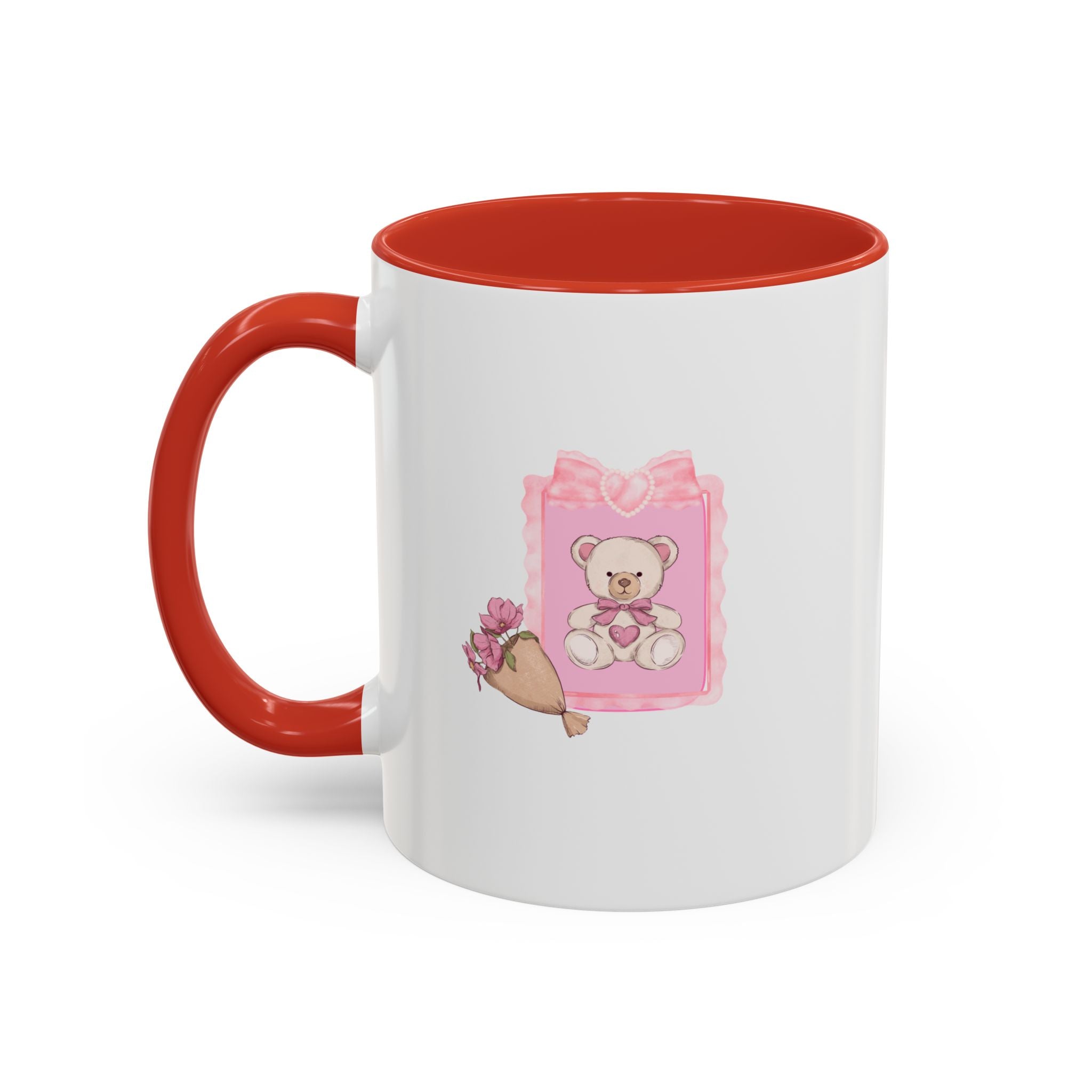 Pink Floral Bouquet Accent Coffee Mug – Cute Rose Wrapped Bouquet Design (11/15 oz)