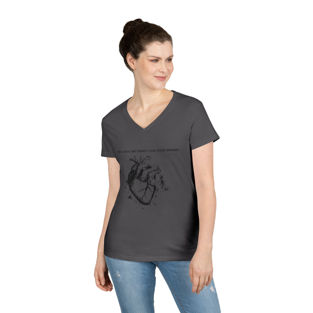 Anatomical Heart V-Neck Tee — "Who Knew That Perfect Love Story Existed"