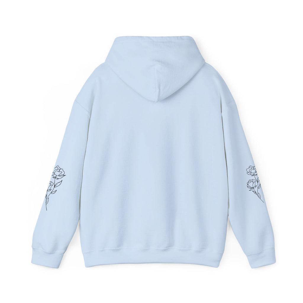 Hoodie • Minimalist Stars & Rose Sleeve Graphic with Inspirational Quote