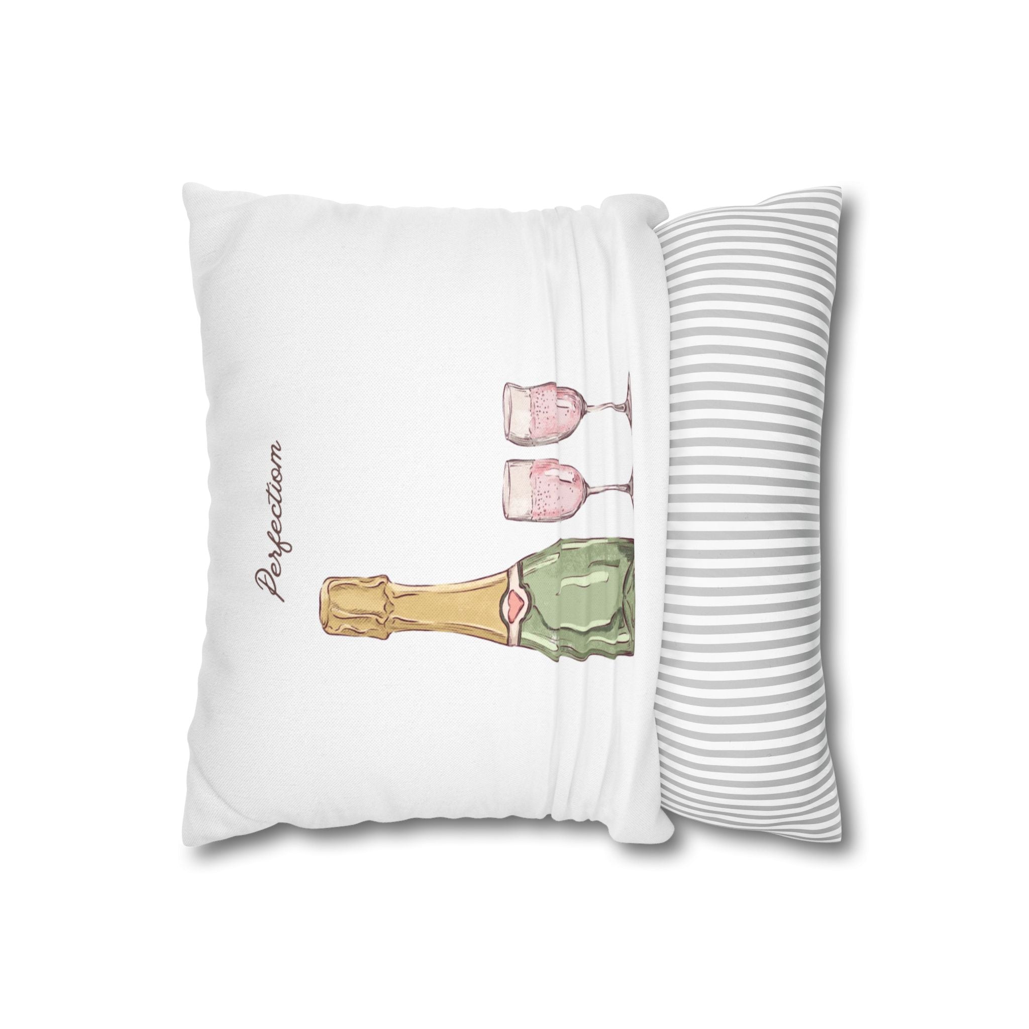Champagne & Flutes Decorative Pillowcase — 'Perfection' Watercolor Accent