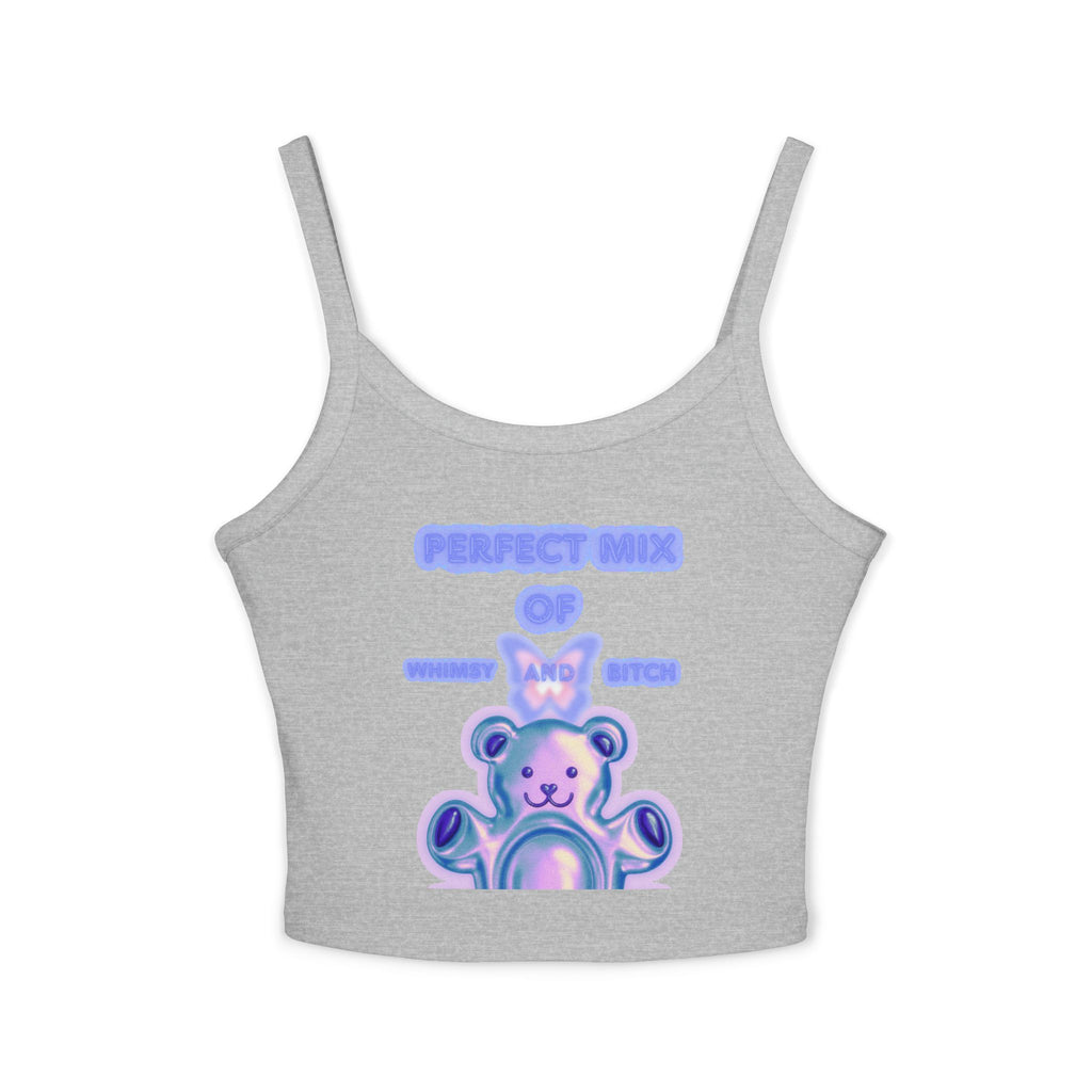 Cute Pastel Bear Spaghetti Tank — "Perfect Mix of Sugar and Spice" Crop Top