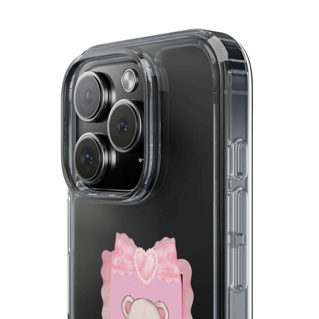Clear Phone Case — Pink Teddy Bouquet Design