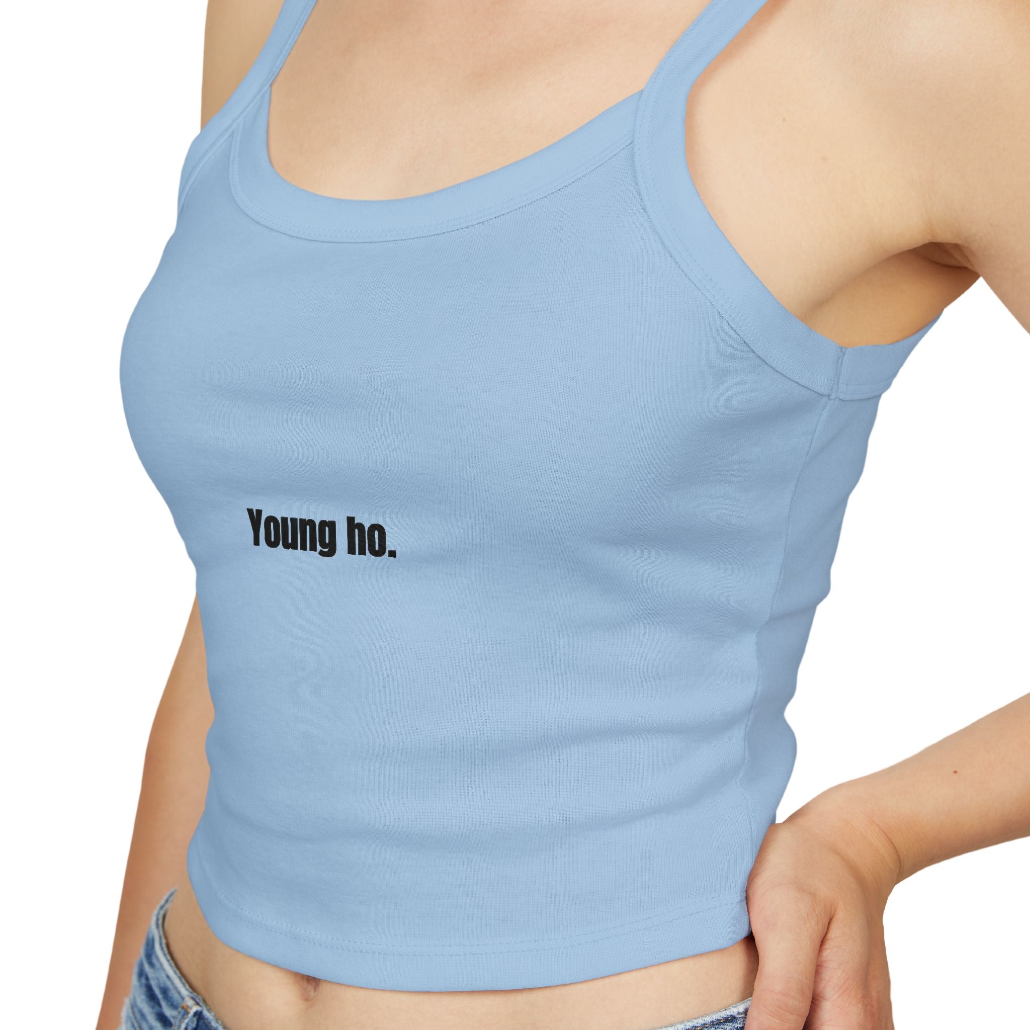 'Young hoe' Minimalist Women's Spaghetti Strap Tank Top