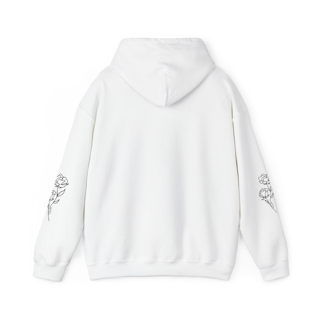 Hoodie • Minimalist Stars & Rose Sleeve Graphic with Inspirational Quote