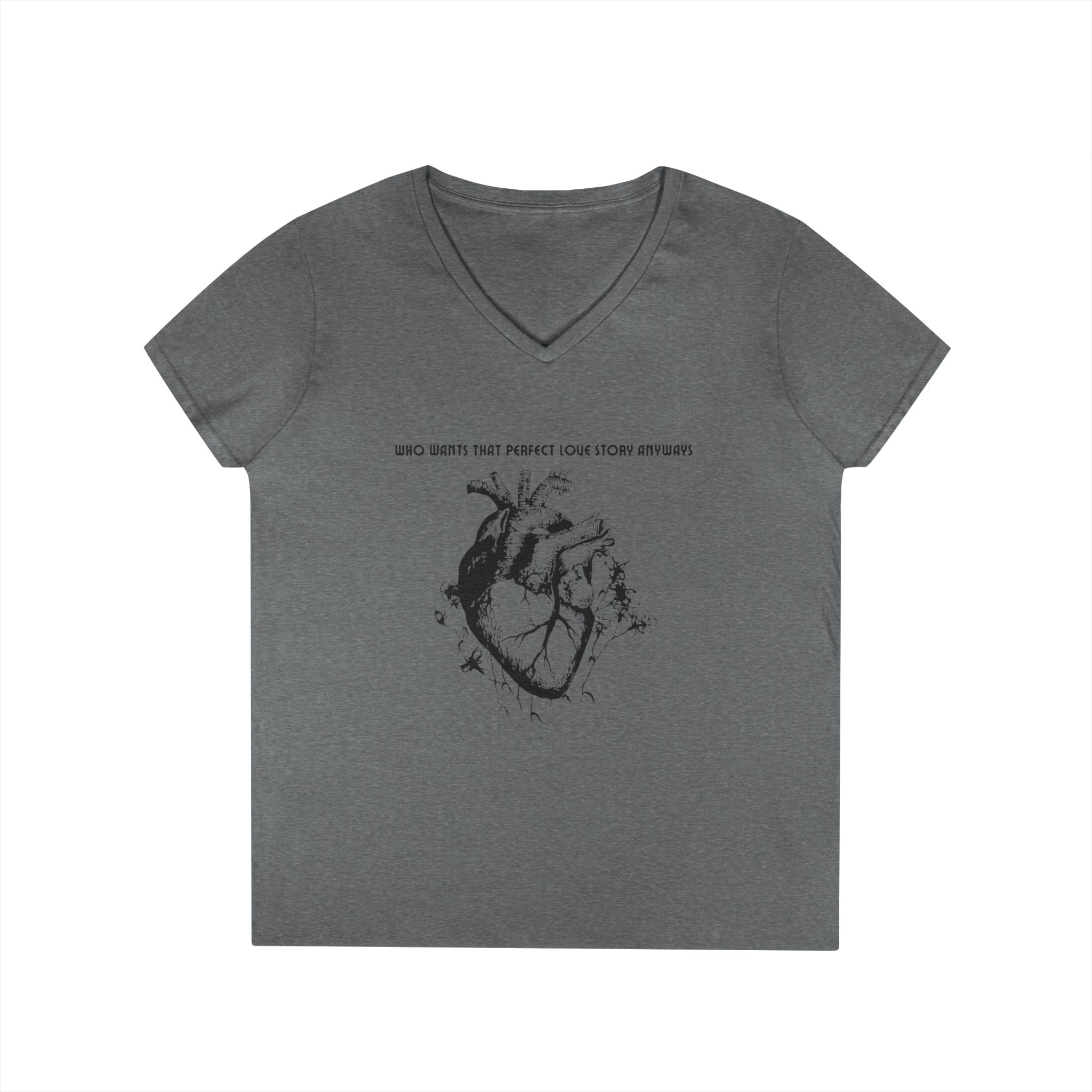 Anatomical Heart V-Neck Tee — "Who Knew That Perfect Love Story Existed"