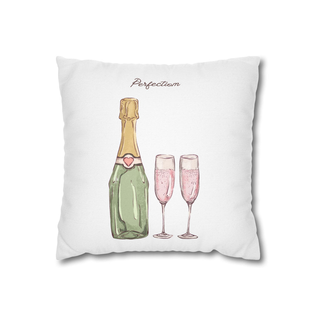 Champagne & Flutes Decorative Pillowcase — 'Perfection' Watercolor Accent