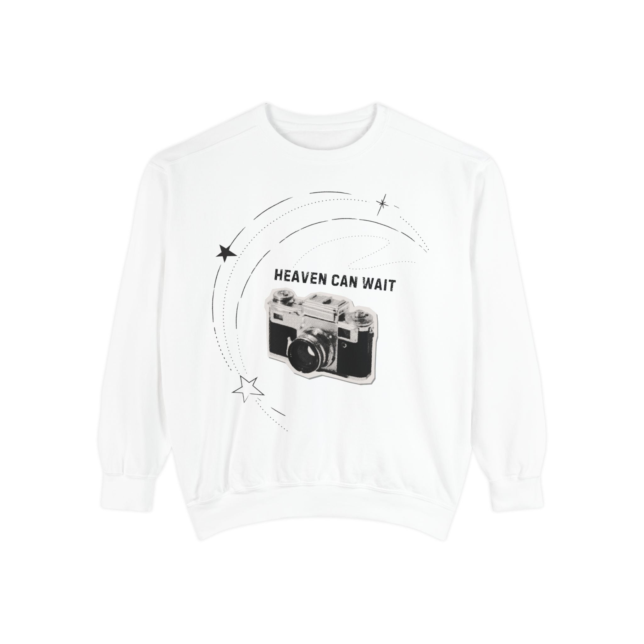 Sweatshirt - 'Heaven Can Wait' Vintage Camera Graphic Crewneck