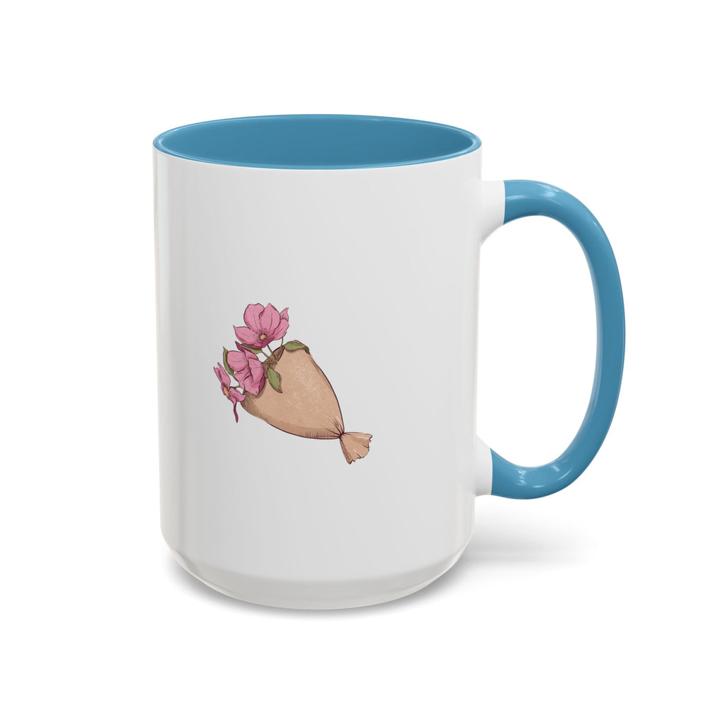 Pink Floral Bouquet Accent Coffee Mug – Cute Rose Wrapped Bouquet Design (11/15 oz)