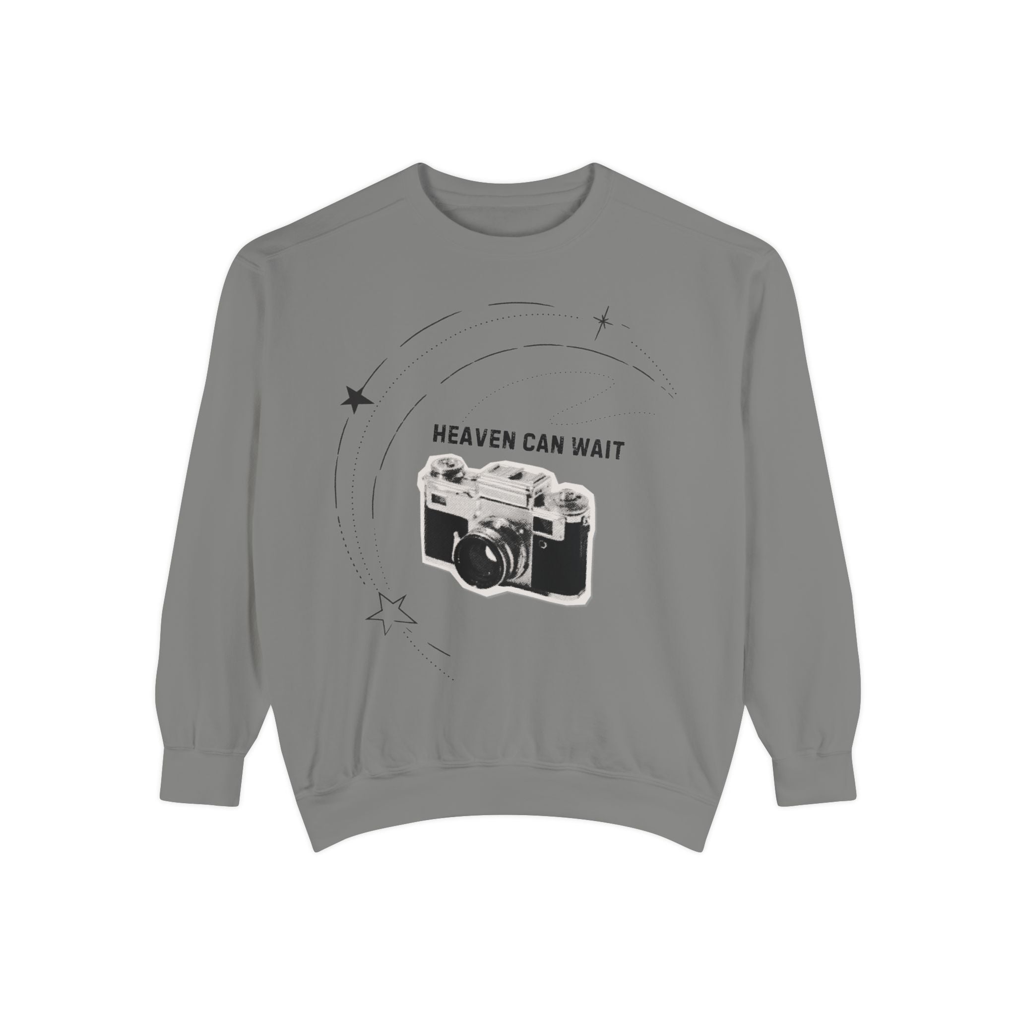 Sweatshirt - 'Heaven Can Wait' Vintage Camera Graphic Crewneck