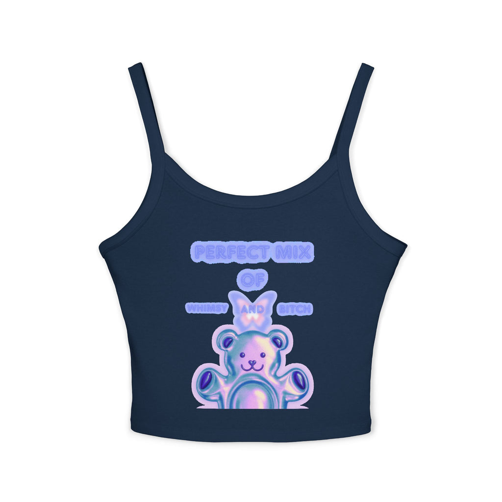 Cute Pastel Bear Spaghetti Tank — "Perfect Mix of Sugar and Spice" Crop Top