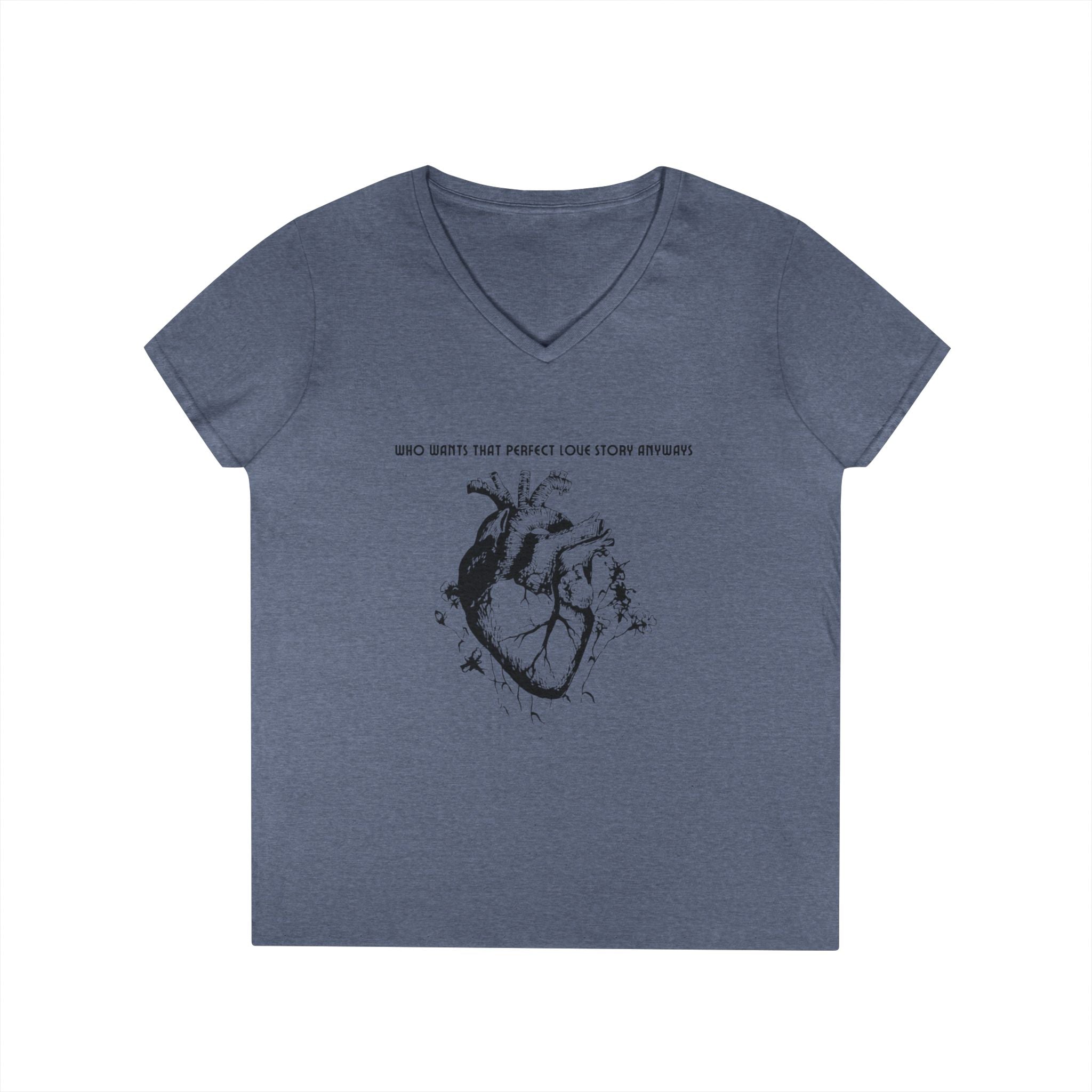 Anatomical Heart V-Neck Tee — "Who Knew That Perfect Love Story Existed"