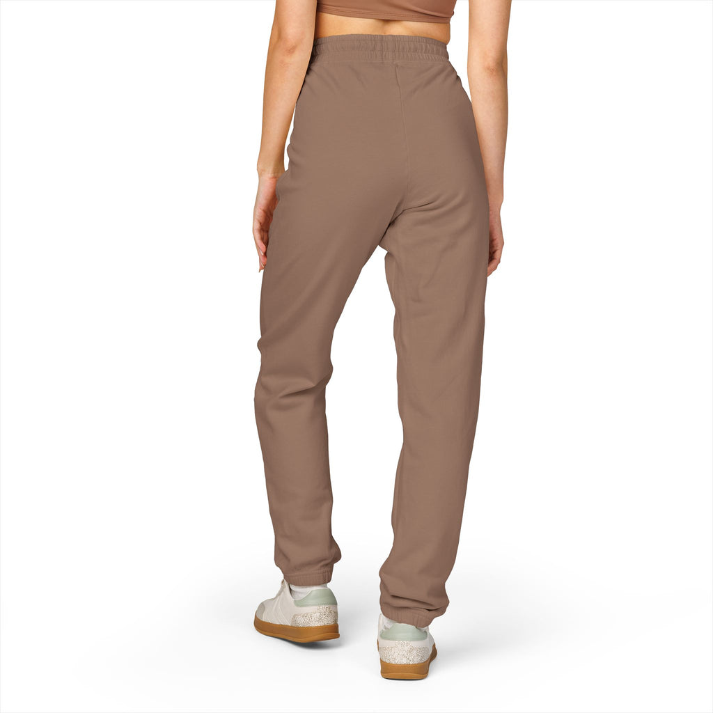 Cute Bunny Patch Sweatpants — Cream Fleece Joggers with Floral Rabbit Design
