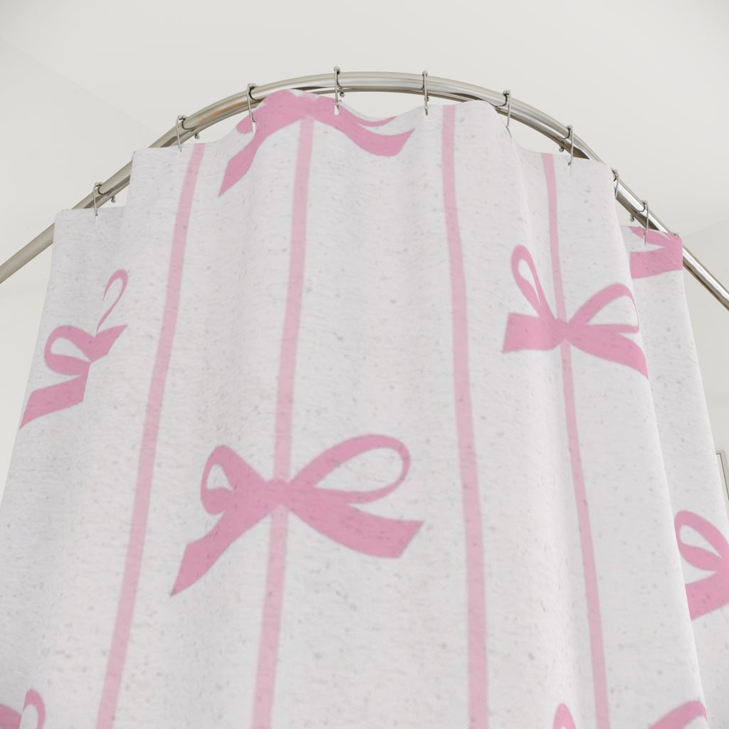 Pink Bow Shower Curtain — Cute Girly Bathroom Decor