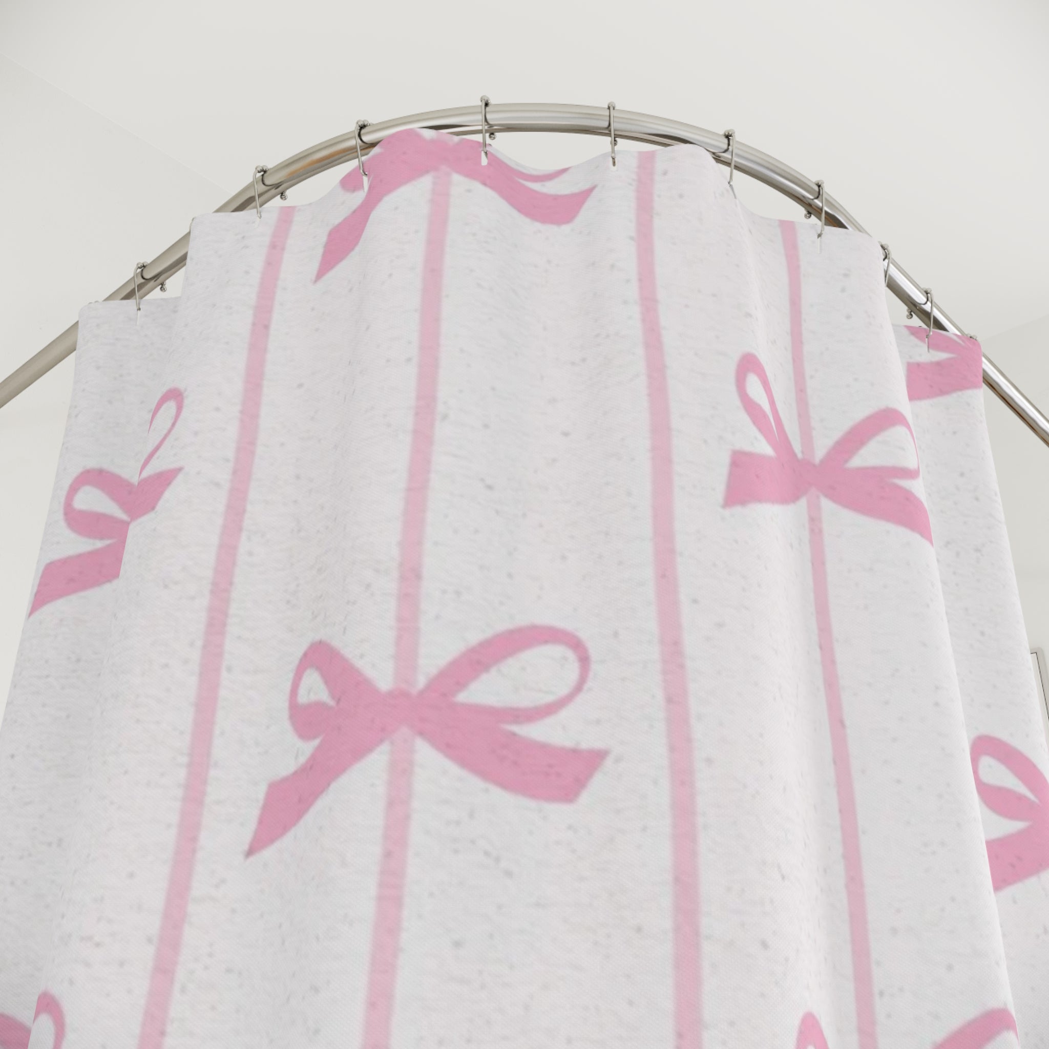 Pink Bow Shower Curtain — Cute Girly Bathroom Decor