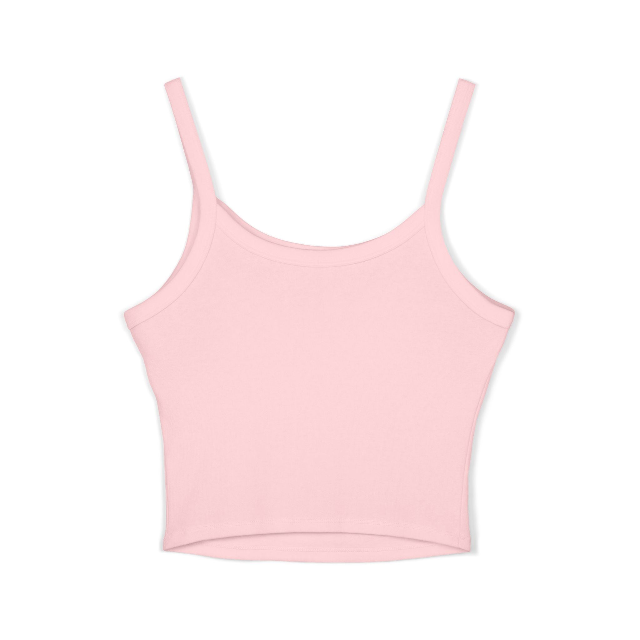 Birthday Babe Tank Top — “She Da Birthday” Pink Script Cropped Spaghetti Strap