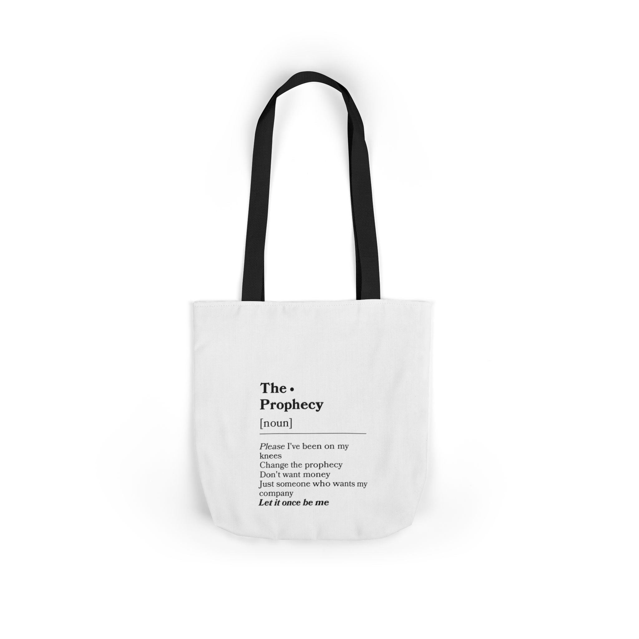 Canvas Tote — “The Prophecy” Text Print Eco Tote Bag