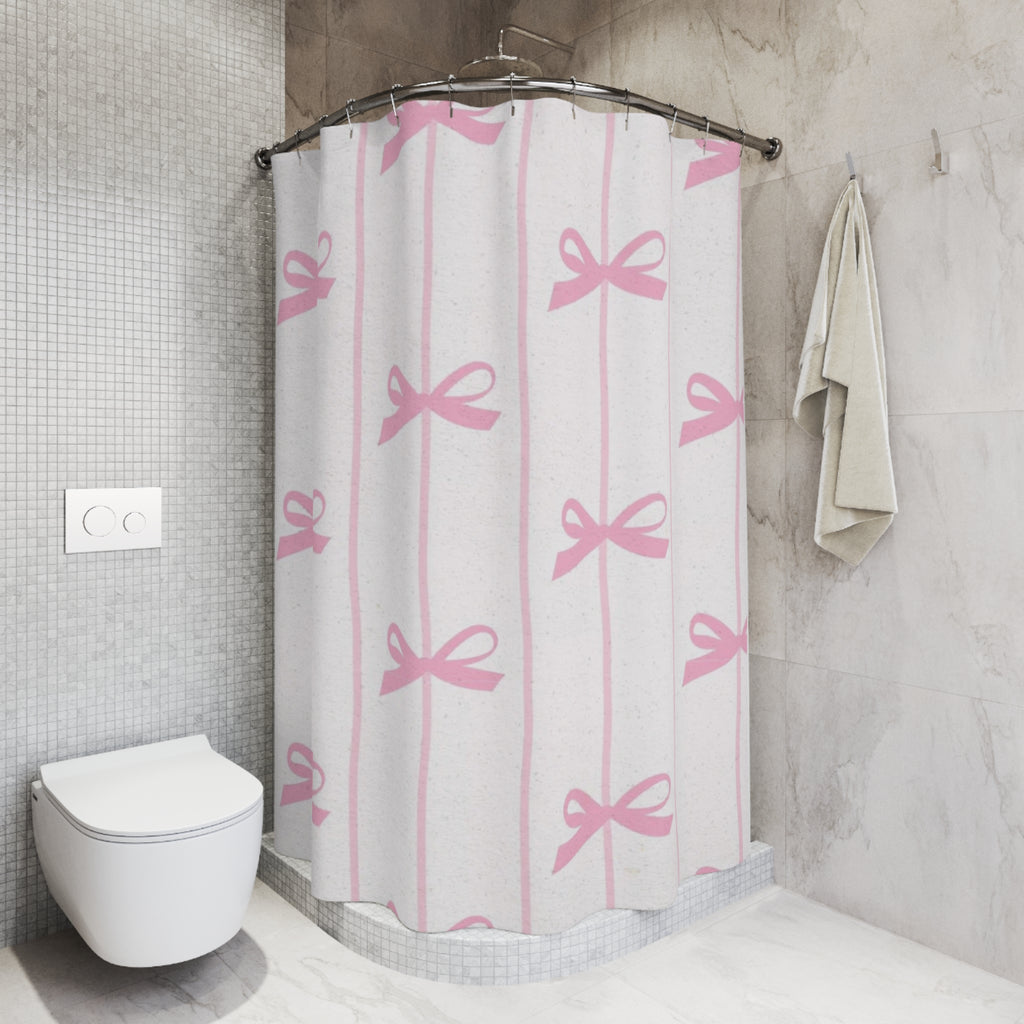 Pink Bow Shower Curtain — Cute Girly Bathroom Decor