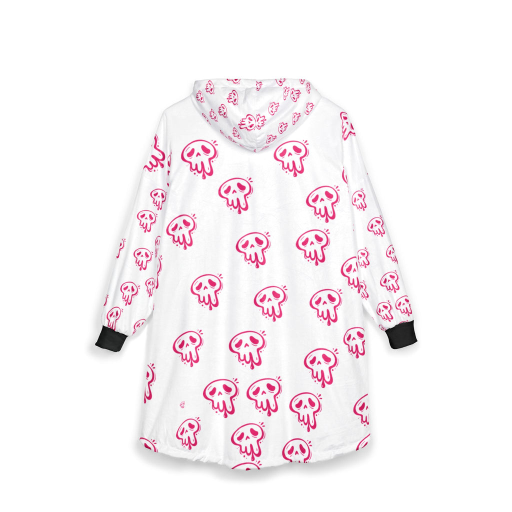 Hooded Blanket — Pink Drip Skull Oversized Cozy Hoodie Blanket