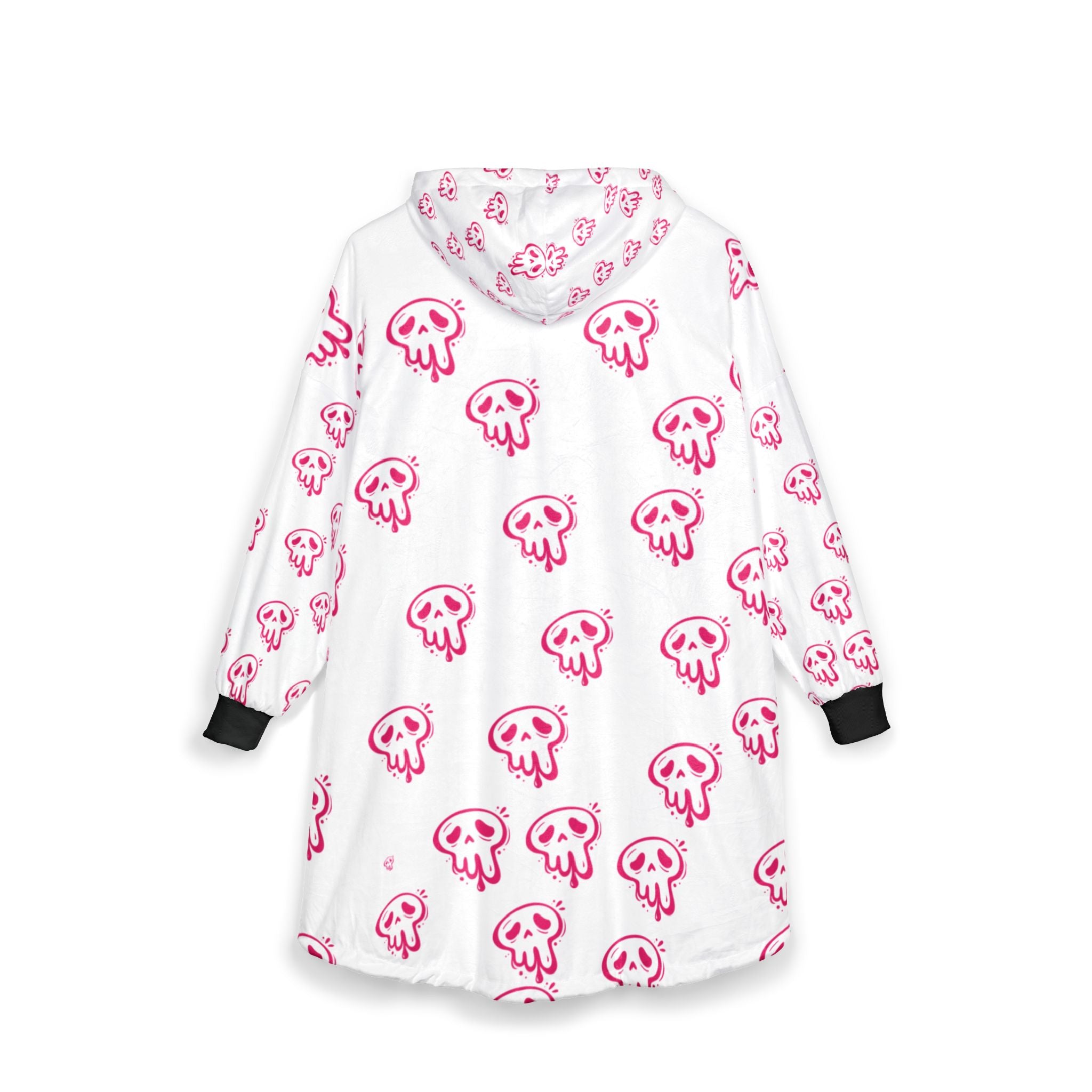 Hooded Blanket — Pink Drip Skull Oversized Cozy Hoodie Blanket