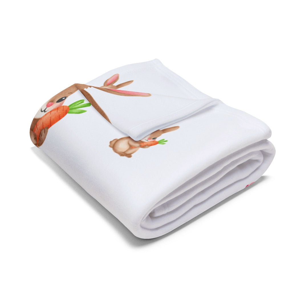 Cute Bunny Carrot Fleece Blanket — Pastel Ribbon Easter Throw