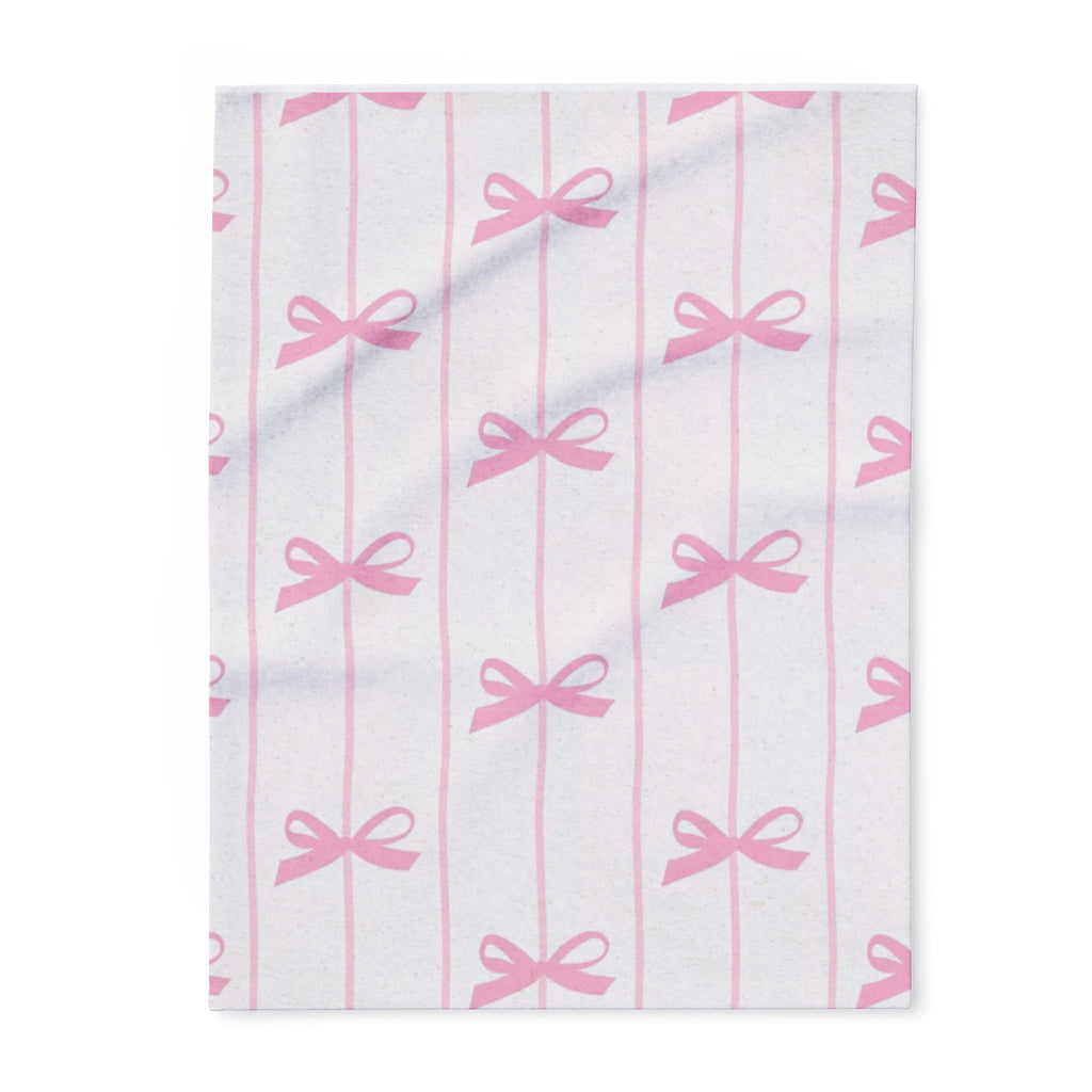 Arctic Fleece Blanket — Pink Bow Pattern Cozy Throw
