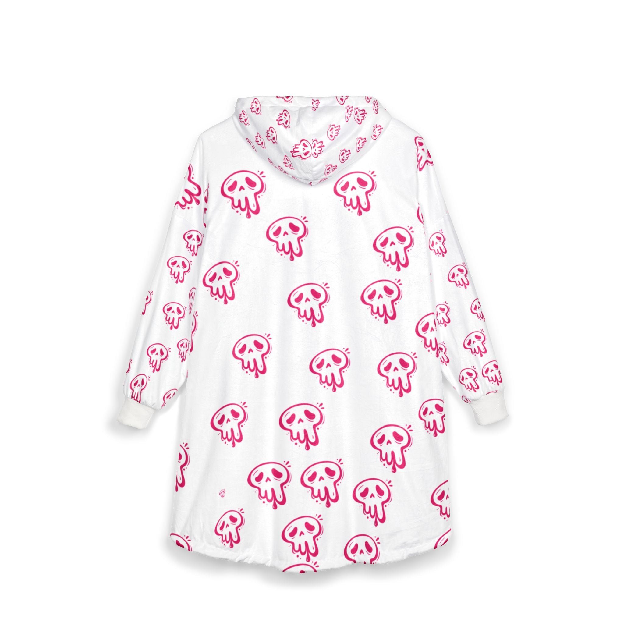 Hooded Blanket — Pink Drip Skull Oversized Cozy Hoodie Blanket